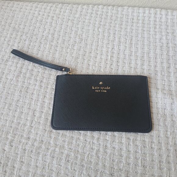 Kate Spade New York Black Leather Wristlet - Picture 1 of 7